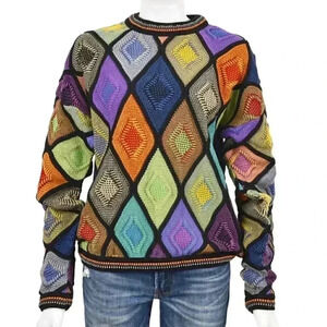 Vintage Sweater 90's Tundra Canada Knit Colorful 3D Diamond Coogie Style Large